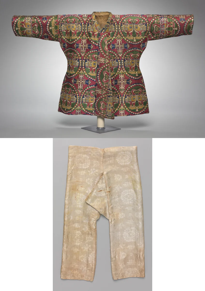 A Child’s Coat with Ducks in Pearl Medallions and a Child's Pants by Unknown, other, 700-799