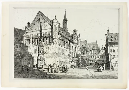 Rath Haus, Ulm, from Facsimiles of Sketches made in Flanders and Germany by Samuel Prout, print, 1833