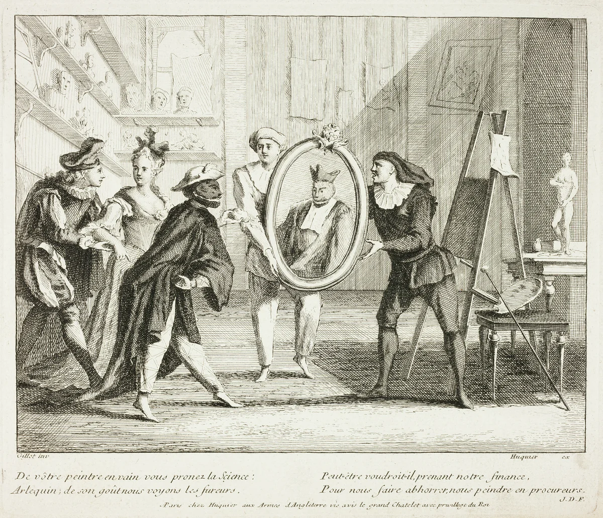 Plate from Livre de Scènes Comiques by Gabriel Huquier, print, 1729-1732