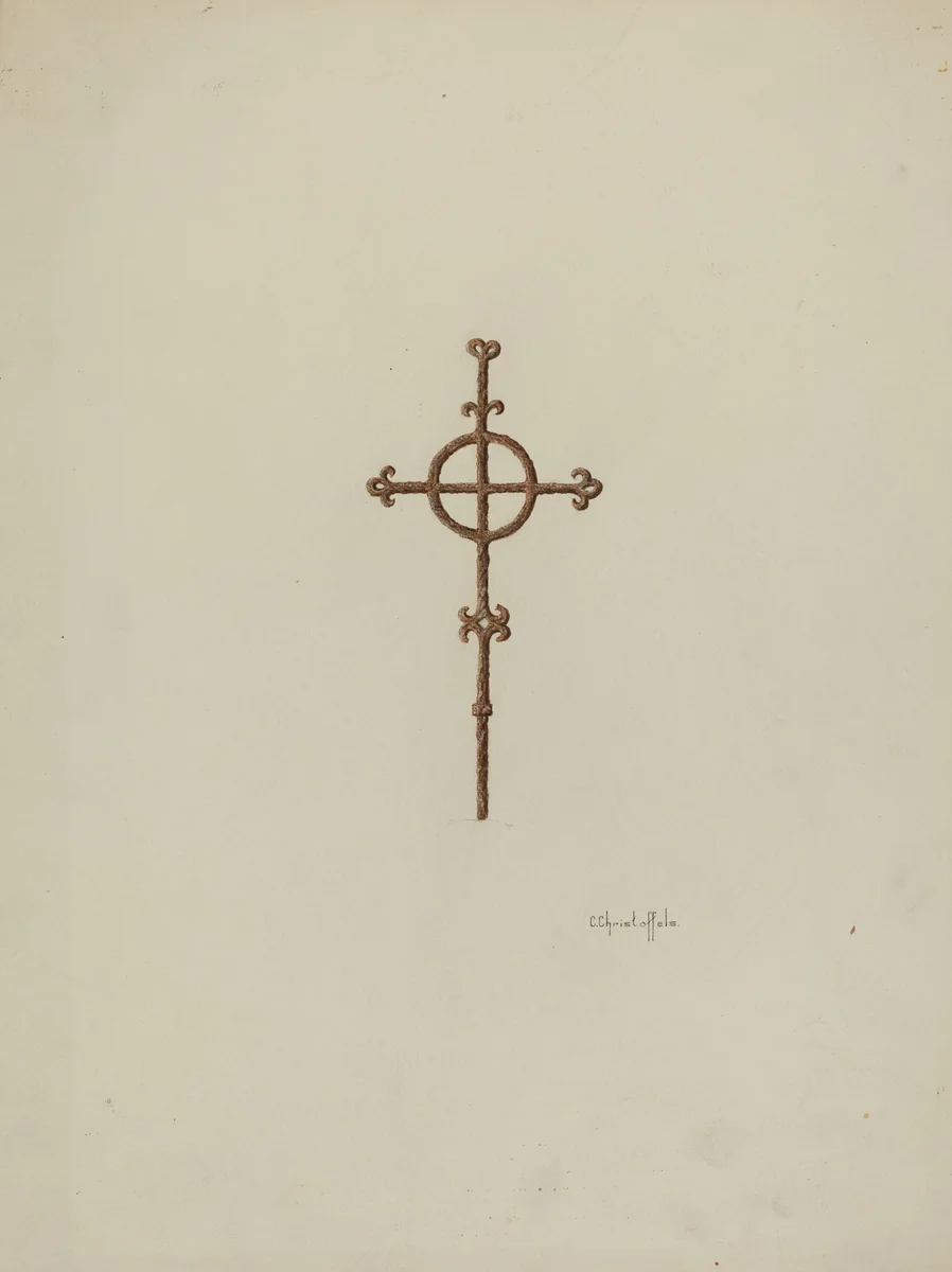 Wrought Iron Cross, Campanario by Cornelius Christoffels, index of american design, 1936