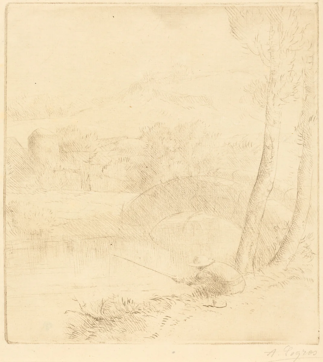 Little Angler (Le petit pecheur a la ligne) by Alphonse Legros, print, 1837-1911