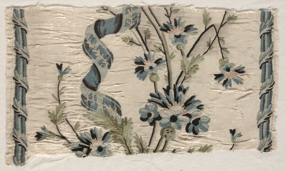 Two Pieces of Embroidery by Philippe de Lasalle, textile, 1723-1774