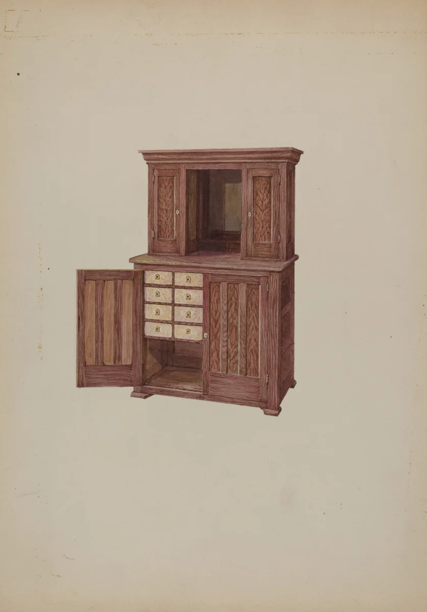 Cabinet, with Ivory Keyholes by William Kieckhofel, index of american design, 1937