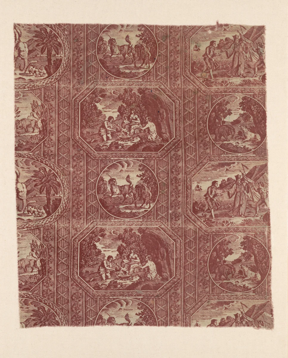 Eight Fables of La Fontaine (Furnishing Fabric) by Jean-Baptiste Oudry, textile, 1810-1820