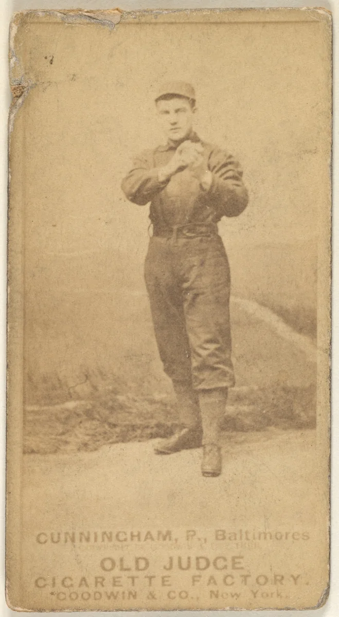 Cunningham, Pitcher, Baltimore Orioles, from the Old Judge series (N172) for Old Judge Cigarettes by Goodwin & Company, photograph, 1887-1890