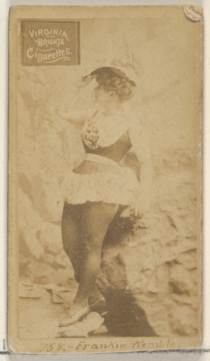Card 758, Frankie Kemble, from the Actors and Actresses series (N45, Type 2) for Virginia Brights Cigarettes by Allen & Ginter, photograph, 1885-1891