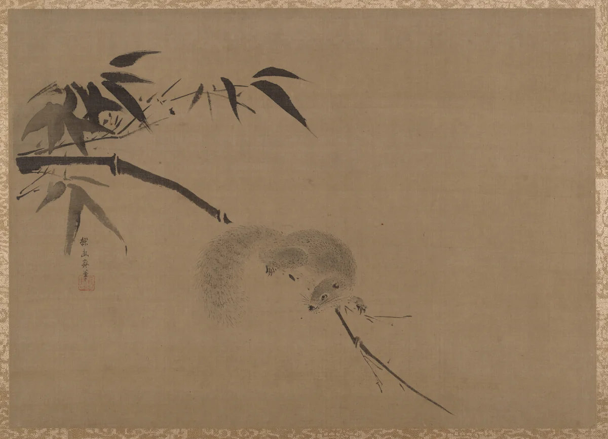 Squirrel on Bamboo by Kano Tan'yū (狩野探幽), painting, 1640-1660