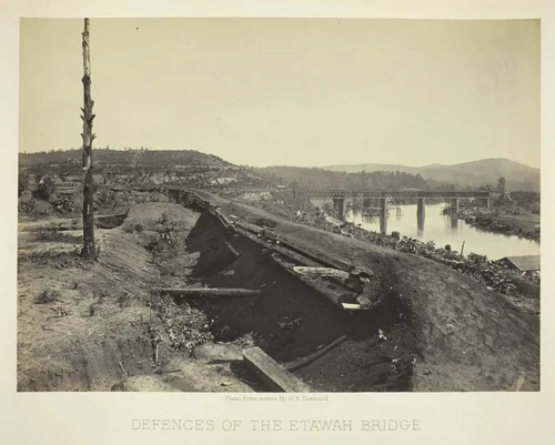 Defences of the Etawah Bridge by George Barnard, photograph, 1866