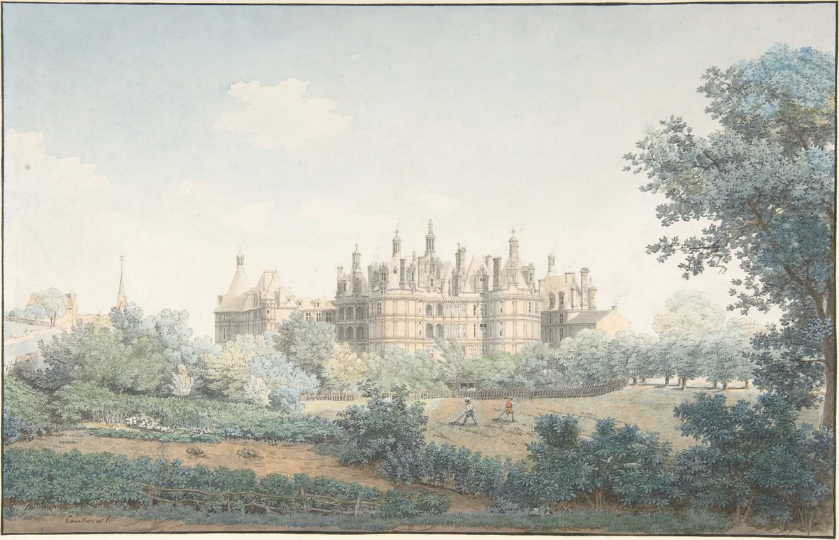 The Château of Chambord Seen from the Southwest by Simon Mathurin Lantara, drawing, 1740-1778