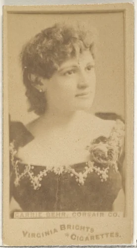 Carrie Behr, Corsair Co., from the Actors and Actresses series (N45, Type 1) for Virginia Brights Cigarettes by Allen & Ginter, photograph, 1885-1891