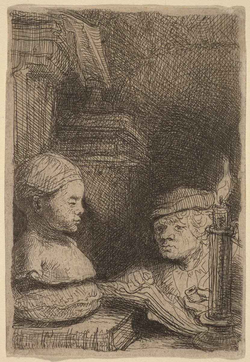 Man Drawing from a Cast by Rembrandt van Rijn, print, 1641