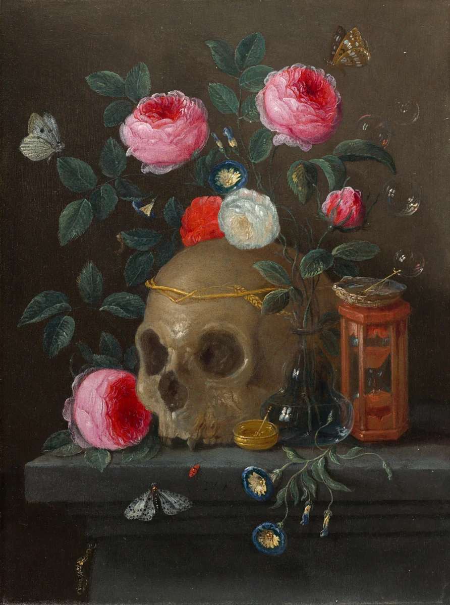Vanitas Still Life by Jan van Kessel, painting, 1665-1670