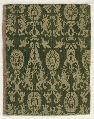 Satin Fragment by Unknown, textile, 1400-1599