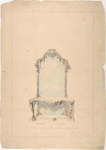Design for Console Table by Robert William Hume, drawing, 1850-1904