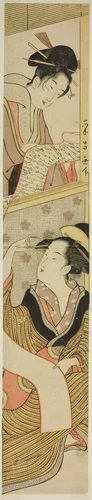 Two Beauties Reading a Letter by Chokosai Eisho, print, 1775-1805