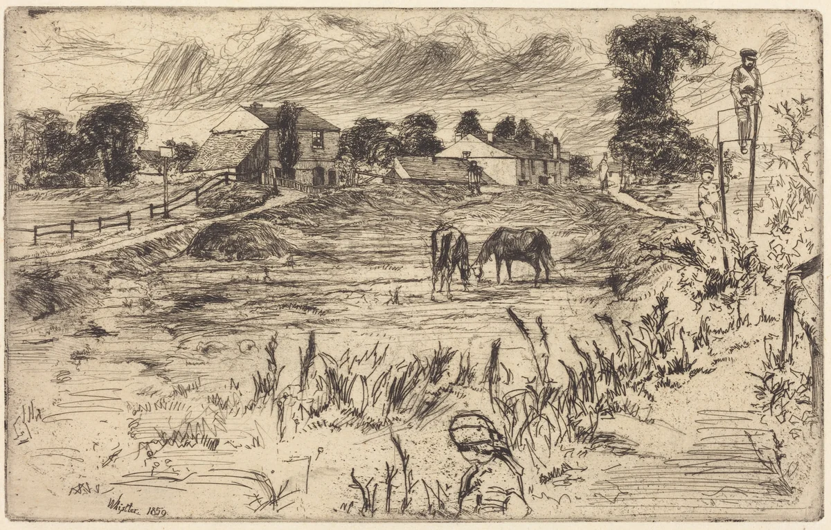 Landscape with Horses by James McNeill Whistler, print, 1859