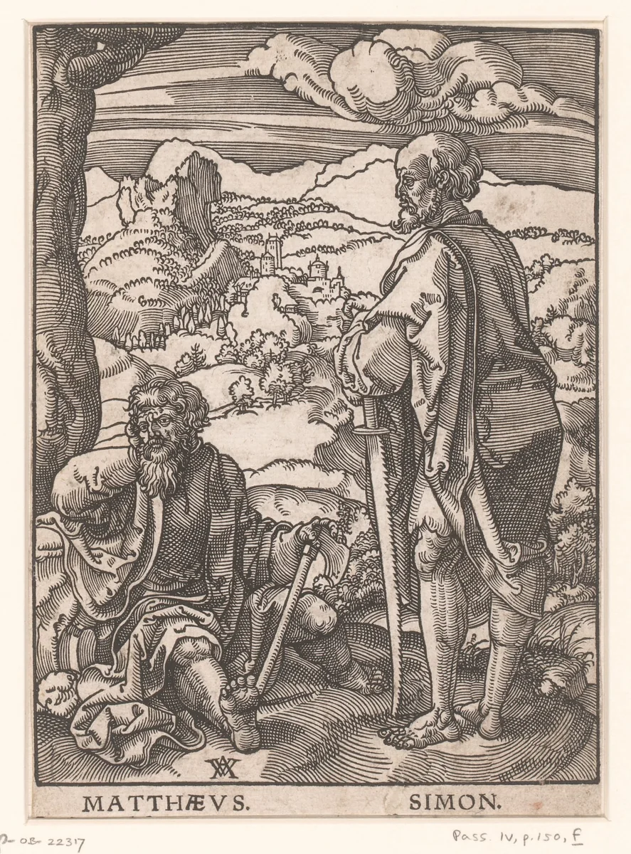 Apostelen Mattheüs en Simon by anonymous, print, 1529