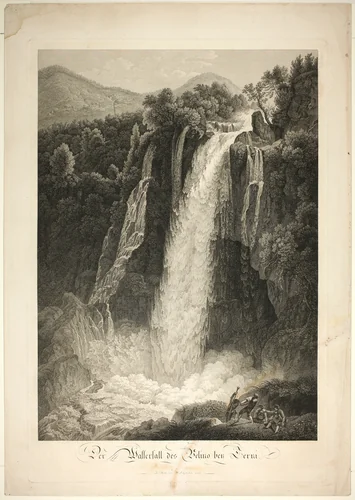 The Waterfall of Velino Near Terni, Rome by Friedrich Wilhelm Gmelin, print, 1795