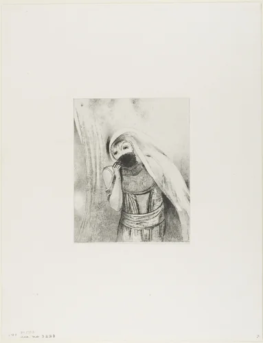 She Draws From Her Bosom a Sponge, Perfectly Black, and Covers it With Kisses, plate 8 of 24 by Odilon Redon, print, 1896