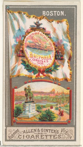 Boston, from the City Flags series (N6) for Allen & Ginter Cigarettes Brands by Allen & Ginter, print, 1887