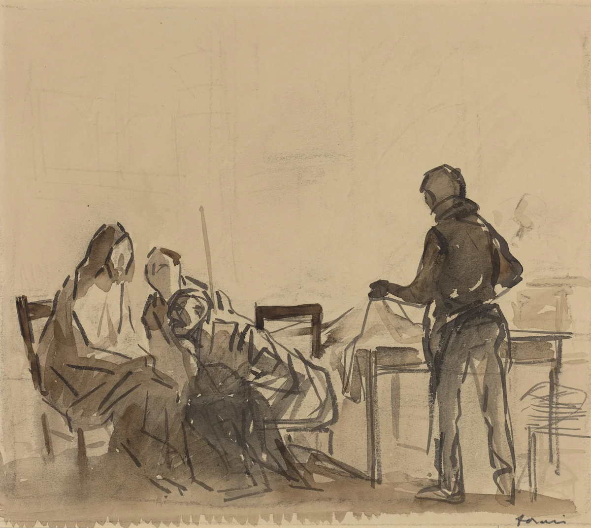 Before the Repast at Emmaus by Jean-Louis Forain, drawing, 1910