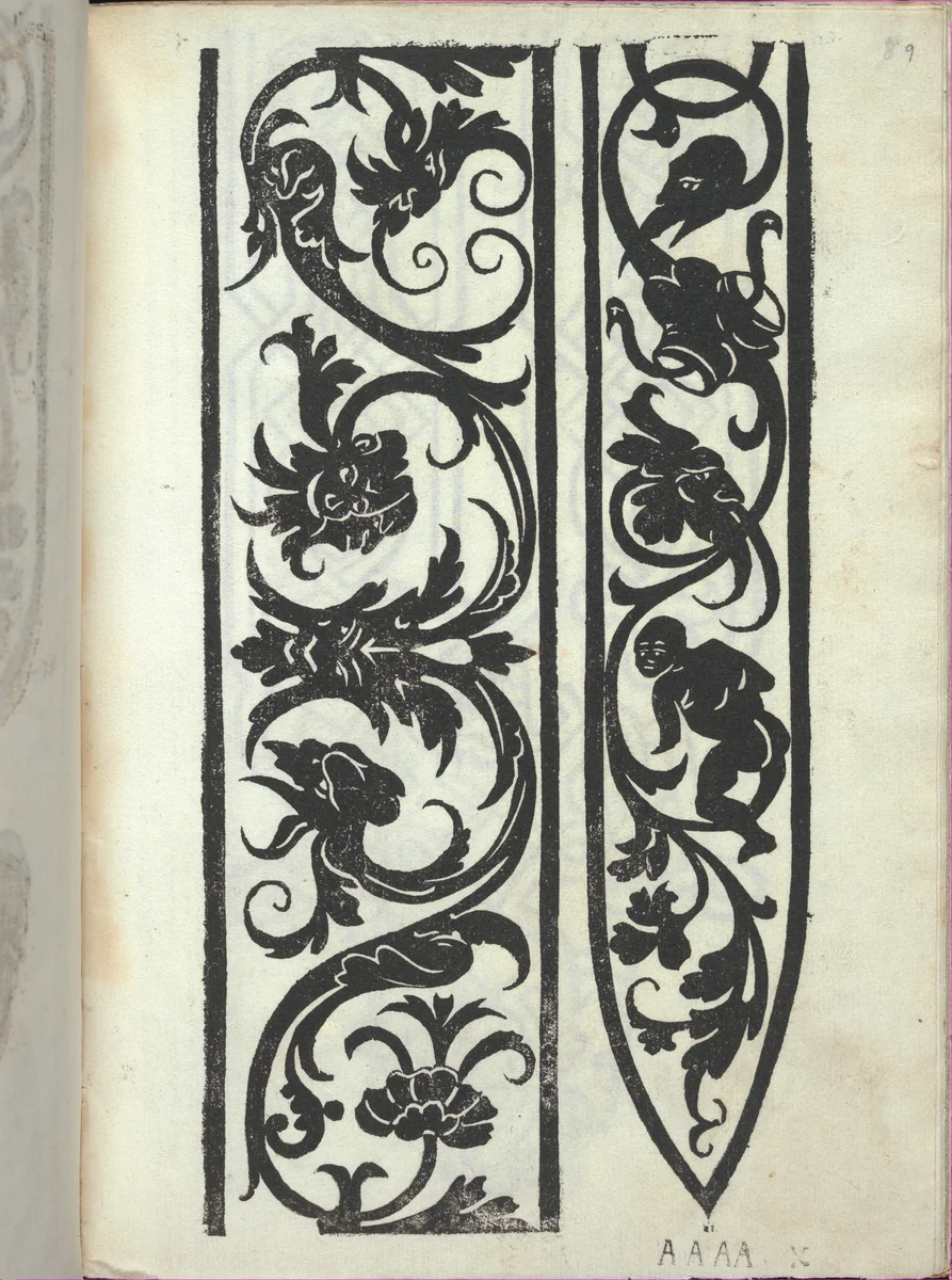 Libro quarto. De rechami per elquale se impara in diuersi modi lordine e il modo de recamare...Opera noua, page 9 (recto) by Alessandro Paganino, book, 1532