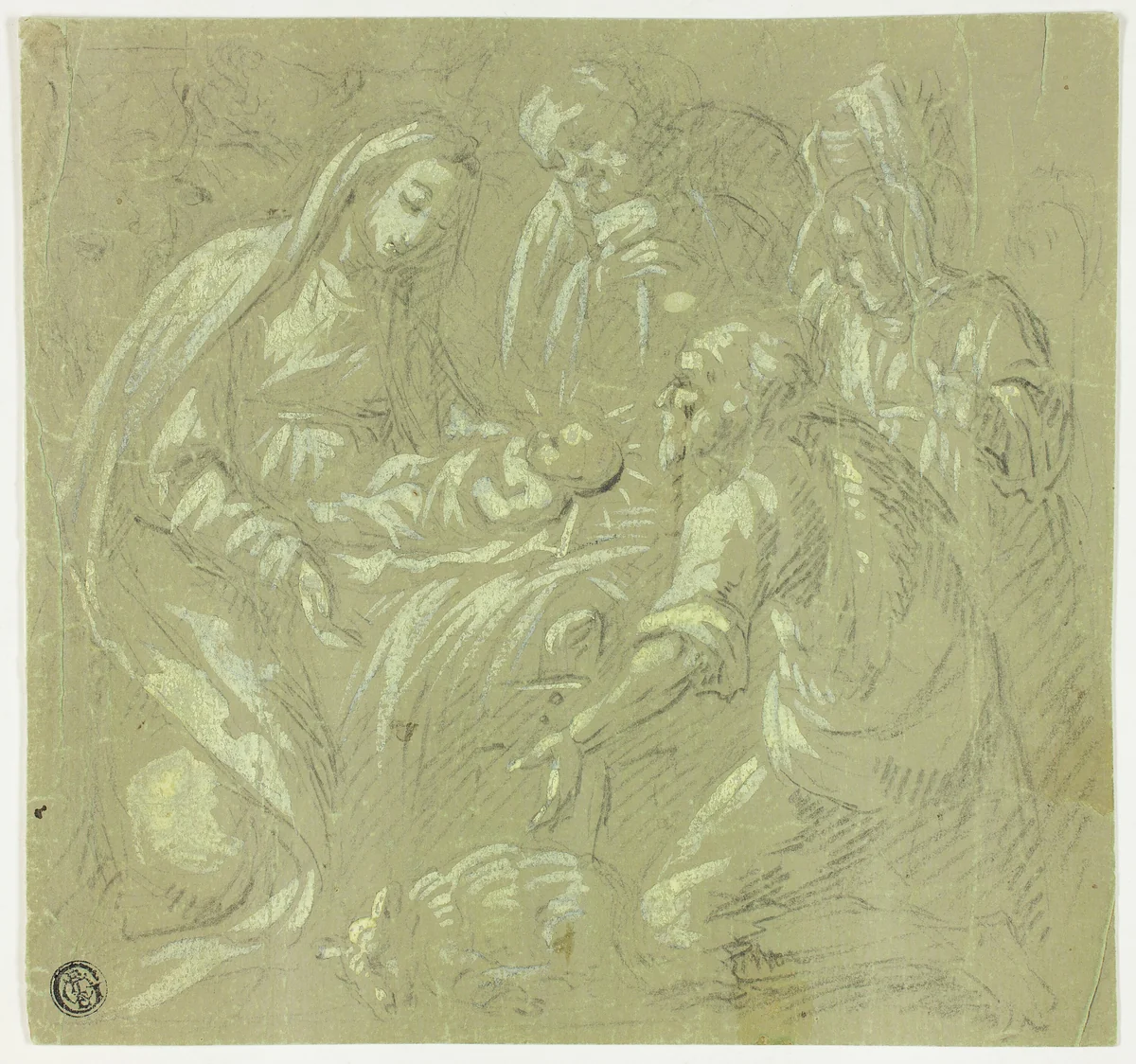 Adoration of the Shepherds by Parmigianino, drawing, 1500-1799