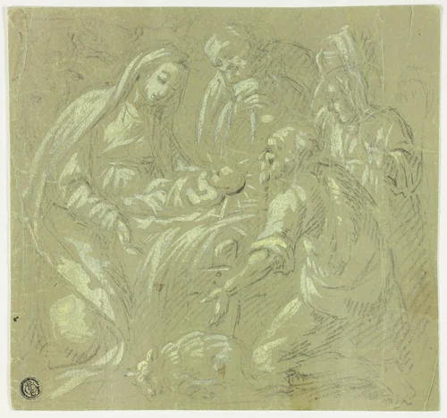 Adoration of the Shepherds by Parmigianino, drawing, 1500-1799