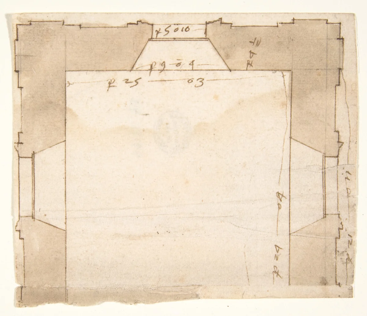 Unidentified, plan (recto) blank (verso) by anonymous, drawing, 1500-1560