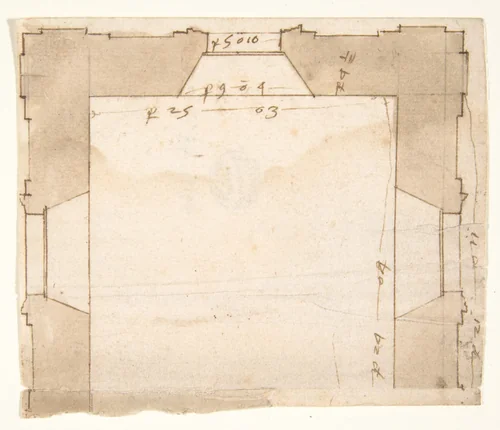 Unidentified, plan (recto) blank (verso) by anonymous, drawing, 1500-1560