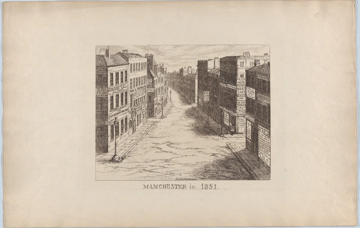 Manchester, in 1851 by George Cruikshank, print, 1851