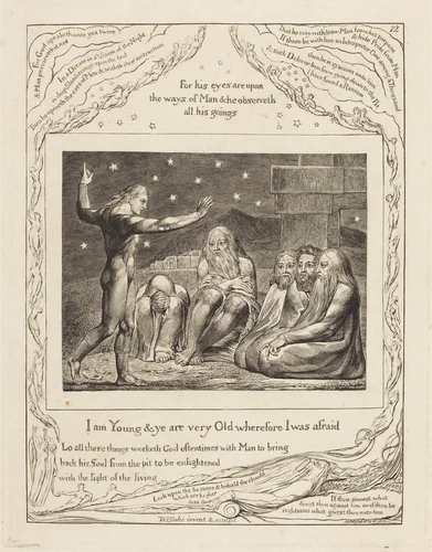 The Wrath of Elihu by William Blake, print, 1825