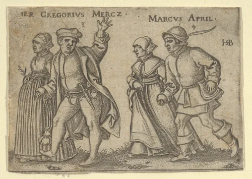 March and April (copy) by Sebald Beham, print, 1520-1600