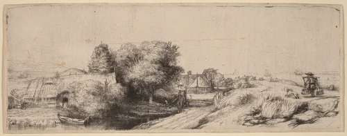 Landscape with a Milkman by Rembrandt van Rijn, print, 1650