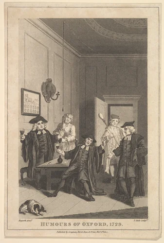 Frontispiece to "The Humours of Oxford" by William Hogarth, print, 1807