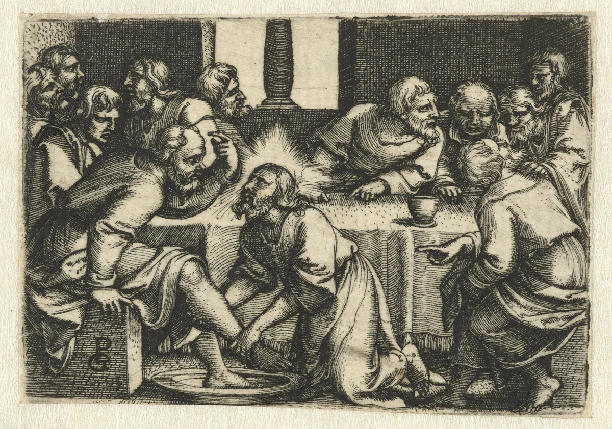 Petrus protesteert als Christus zijn voeten wast by Unknown, print, 1535-1537
