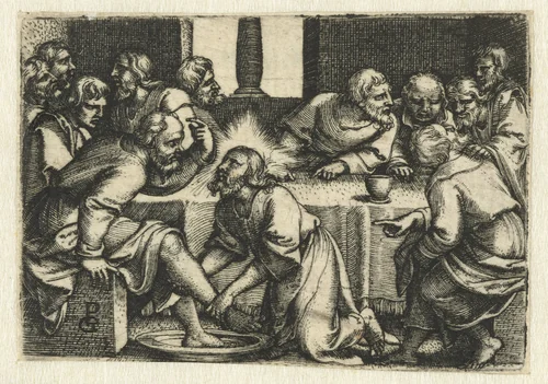 Petrus protesteert als Christus zijn voeten wast by Unknown, print, 1535-1537