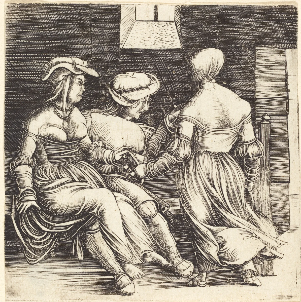 Young Man and Maids by Erhard Altdorfer, print, 1506