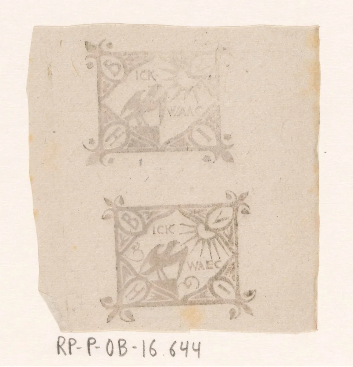 Twee vignetten met een roofvogel die naar de zon staart by Gerrit Willem Dijsselhof, print, 1903-1924