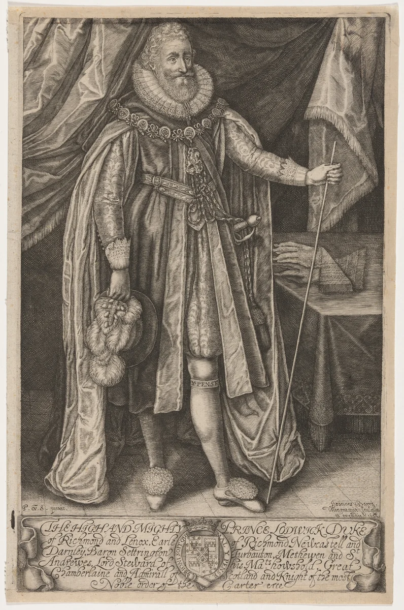 Lodovick Stuart, Duke of Richmond and Lennox by Johan Barra, print, 1581-1634