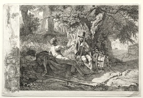 Der mit seinem Fuhrer rastende Kunstler by Johann Christoph Erhard, print