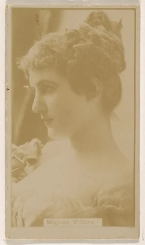 Mignon Villars, from the Actresses series (N245) issued by Kinney Brothers to promote Sweet Caporal Cigarettes by Kinney Brothers Tobacco Company, photograph, 1890