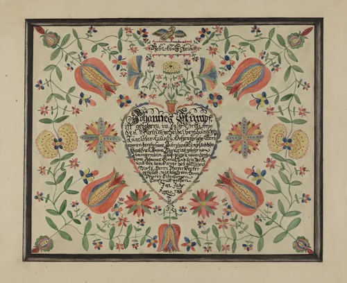 Certificate, Birth and Baptismal; (Fractur) by Ruth Thomson, index of american design, 1936