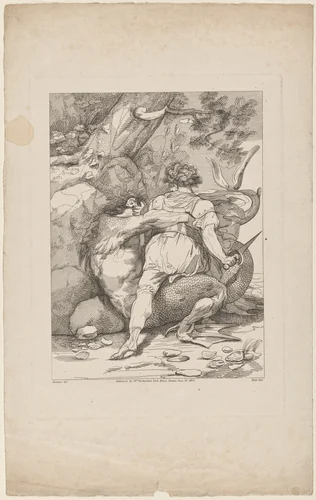 Man Attacking a Monster by Robert Blyth, print, 1803