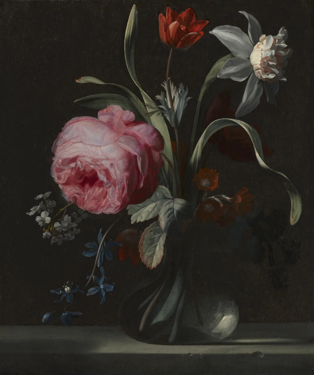 Flowers in a Vase by Simon Verelst, painting, 1664-1674