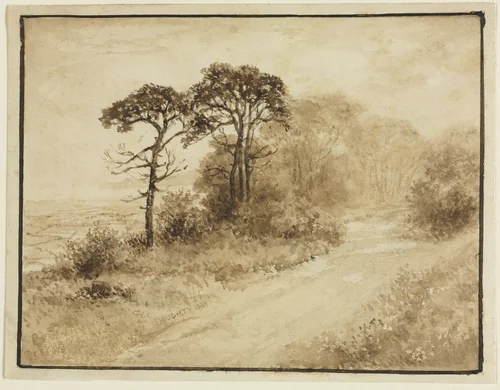 Landscape with Winding Road by Thomas Doughty, drawing, 1833
