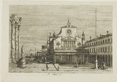 Imaginary View of S. Giacomo di Rialto, from Vedute by Canaletto, print, 1735-1744