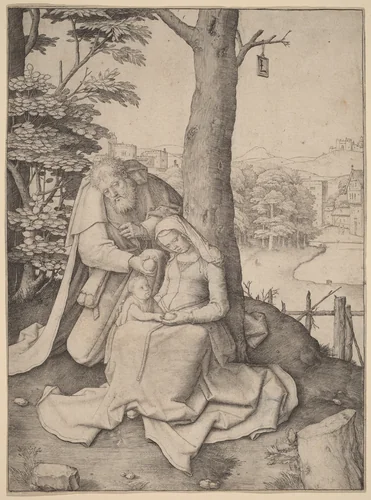 The Holy Family by Lucas van Leyden, print, 1508