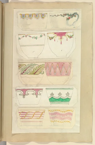Ten Designs for Decorated Cups by Alfred Forrester, drawing, 1845-1855