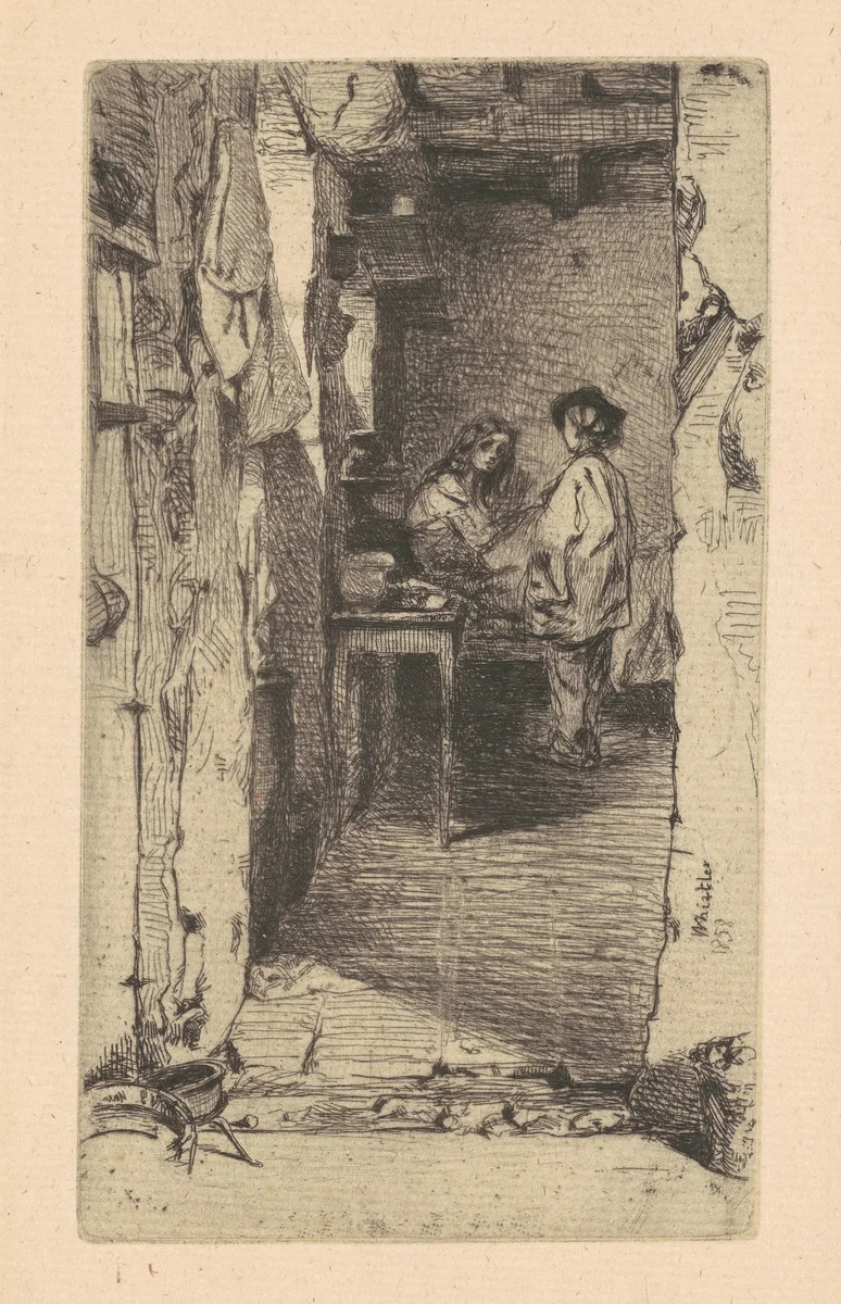 Rag Pickers, Quartier Mouffetard, Paris by James McNeill Whistler, print, 1858